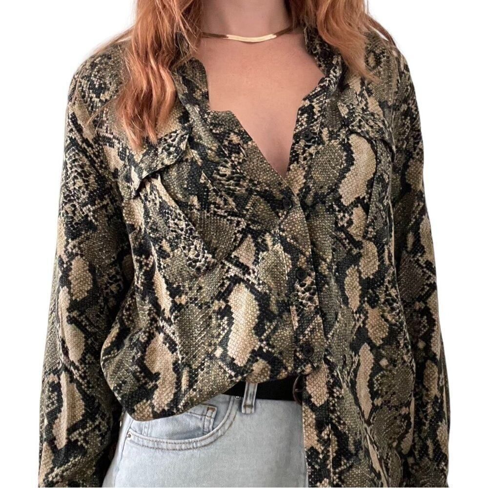 H&M Snakeskin Print Button Down Top